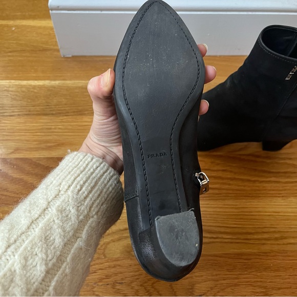 Prada Black Leather Heeled Ankle Boots - Picture 9 of 15